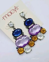 Art Deco Dangle Drop Chandelier Earrings Hippie Boho Asymmetrical 80’s 2.5 in