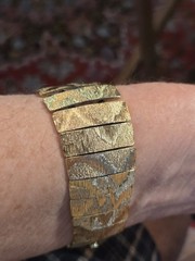 Les Bernard Inc Bracelet Wide Articulated Link Bracelet Textured Wave Pattern