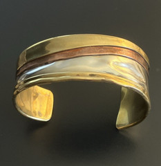 VINTAGE..LAZARO..MCM CUFF BRACELET…MIXED- 925 STERLING SILVER/COPPER/BRASS