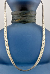 Tennis Chain Necklace 18″ Silver Tone Long Chain Wide Unisex