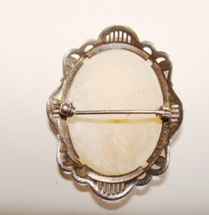 Vintage Harwood 6.1g Sterling Silver Carved Shell Cameo Brooch Pin 37mm x 30mm