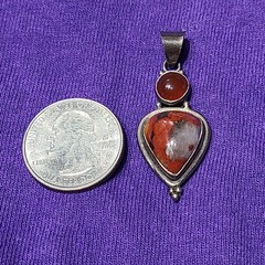 Vintage Sterling Silver Jasper Agate Stone Pendant