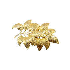 Large Gold Leaf Brooch 1990s 2000s Botanical Statement Pin 9cm