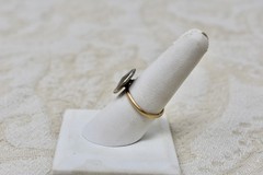 Antique 1920s Art Deco Abalone Cufflink Conversion Ring Gold Filled sz. 8