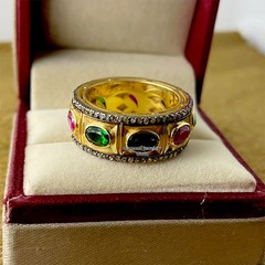 Vintage 1.51ctw Rose Cut Diamond Gemstone Silver Gorgeous Eternity Ring SZ-10USA