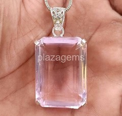 Pretty Emerald 100Ct TCW Pink Topaz 925 Sterling Silver Gemstone Pendant 24JQ