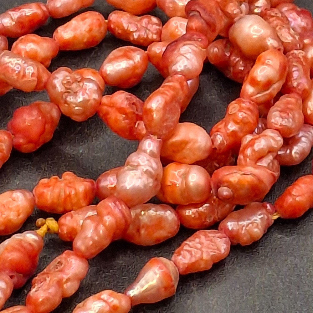 Vintage Pink Freshwater Pearl Bead Nugget Necklace 48″ Long Strand Flapper
