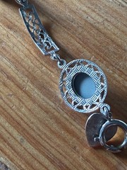 Vintage 14k white Gold-Filled Sentiment bracelet with simulated star sapphires