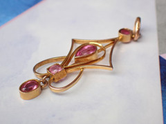 Women Pendant Free Chain Lab Created Pink Tourmalin14K Rose Gold Finish