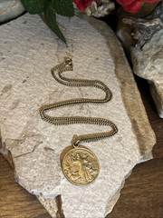 43. H. Sterling 925 Saint Francis Of Assisi Medal G.F. Chain Necklace 18″, 13.6g