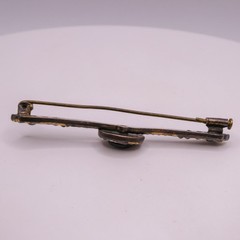 Vintage French Silver Toned Bar Brooch Pin Black Rhinestone Trombone Clasp