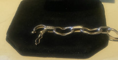 Vintage Modernist 950 Fine Silver Oval Link Bracelet 7.5″ Hand Hammered 10.8g
