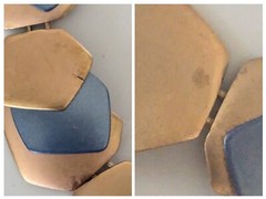 Monet All That Jazz Rose Gold Toned & Blue Necklace Choker Book Piece **READ**