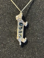 Vintage Sterling Rhinestone Dachshund Dog Pin/Pendant Necklace 18”