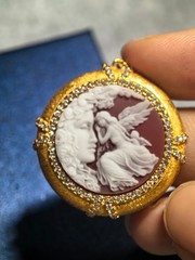 925 sterling silver red Agate Cameo vintage jewelry Pendant estate jewelry
