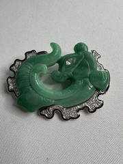 KJL Kenneth Jay Lane Faux Jade Dragon Brooch Rare