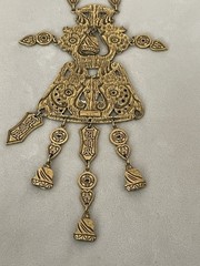 Vintage Large Accessocraft New York NYC Necklace Coro Heavy Brass Buddha 29 In.