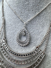 VTG Silver Waterfall Bib 2 Necklaces Stack* Coin Mesh Chainmail Hippie Gypsy LOT