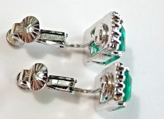 VINTAGE VENDOME GREEN EMERALD CUT & BAGUETTE RHINESTONE SCREW CLIP ON EARRINGS