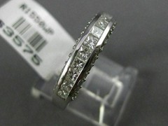 ESTATE .99CT ROUND & PRINCESS DIAMOND 14K WHITE GOLD 3D WEDDING ANNIVERSARY RING
