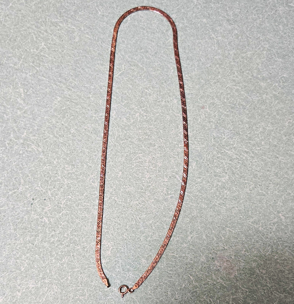 Signed 925 Sterling Silver Herringbone Chain Necklace, Spring Ring Closure