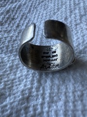 Vintage Anna Greta Eker Modernist Sterling Silver Ridged Adjustable Ring Size 6