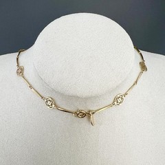 Vintage Avon Necklace Bracelet Set Filigree Flower Lace Bar Link Gold Tone
