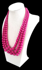 VTG Y2K Chunky Hot Pink Charming Charlie Oversized Beaded Statement Necklace 21″