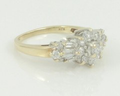 Y2K 1.25 CT Diamond Band Baguette and Round Ring 10K Cluster I1-I2 G-H Size 6.5