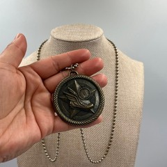 VTG Bronze Winged Foot Running Shoe Medal Pendant Necklace Track Field Jewelry