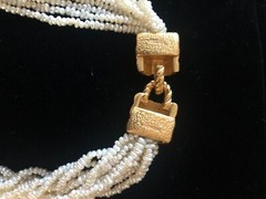 Carol Lee Vintage Faux White Pearl Seed Twisted Necklace
