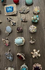 Lot of 39 Vintage Single Earrings Beaded-Rhinestone-Turquoise-Faux Pearl-Etc.