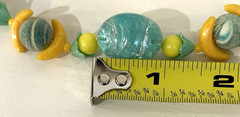 Vntg Fun Tutti Fruitti Plastic & Lucite Beaded Necklace Turquoise & Yellow 20″
