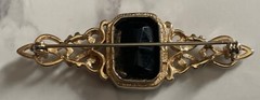 Vintage Gold Tone Black cabochon Brooch Pin Jewelry JMS-59