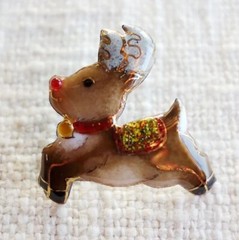 Rudolph the Reindeer – Japanese cloisonné enamel Pin Badge Made-to-order NEW