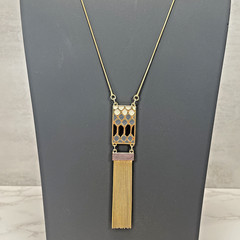 Foxy Made in Canada Gold Tone Multi Color Enamel & Fringe Pendant & Earrings Set