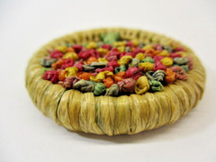 HANDMADE Flowers Tree of Life Pin Brooch Colorful Woven Natural Material 1-5/8″