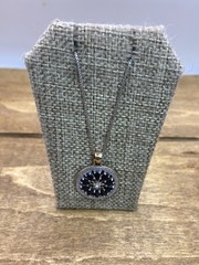 Vintage Ross Simons Black Spinel Two-Tone Sterling Silver Pendant Necklace 20”