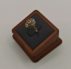 Vtg US8.25 Rose Gold Plated Green Stone Cocktail Ring 3.07g