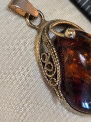 Brown Natural Amber Pendant from Latvia, Vintage