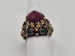Vintage High Quality Costume Jewelry Ring Stamped 925 Size 8-1/4 Metal Gemstone