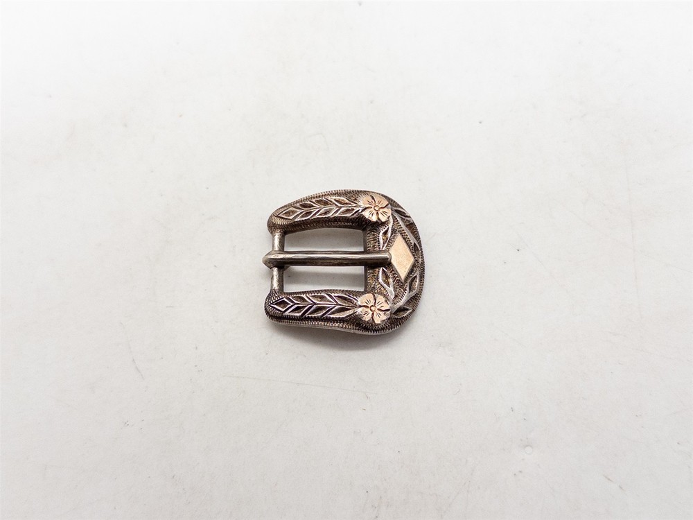 Vintage HANDMADE $800 Sterling Silver 14k Yellow Gold Ladies BELT BUCKLE 12mm