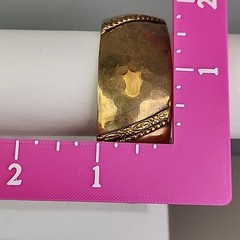 Vintage Bangle Bracelet Hammered Domed 24mm Bead Accent Gold Tone 8.25″