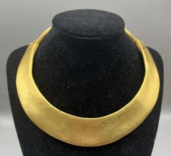 Vintage Gold Brass Hinged Collar Necklace Choker 70’s Boho Brutalist