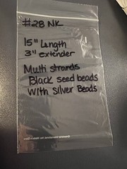 Vintage Multi-Strand Black Seed Beads W/ Chrome Bead Inset Necklace NK#28