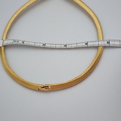 Vtg Les Bernard Chevron Rigid Choker Gold Tone Necklace Clip Earrings Set 80’s