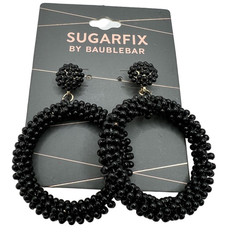 New Sugarfix by Baublebar Black Beaded Hoop Post Earrings