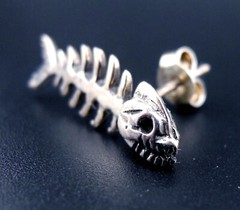 Fishbone Earrings Sterling Silver NEW Vintage Punk 90’s Stud/Post Chim Ska Funk