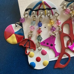 Vintage Summer Beach Party Dangle Earrings sun glasses Drink Beach Ball Umbrella