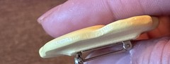 Vintage Avon Ceramic Pansy Flower Brooch Hand Painted Yellow Floral Pin 1 5/8”